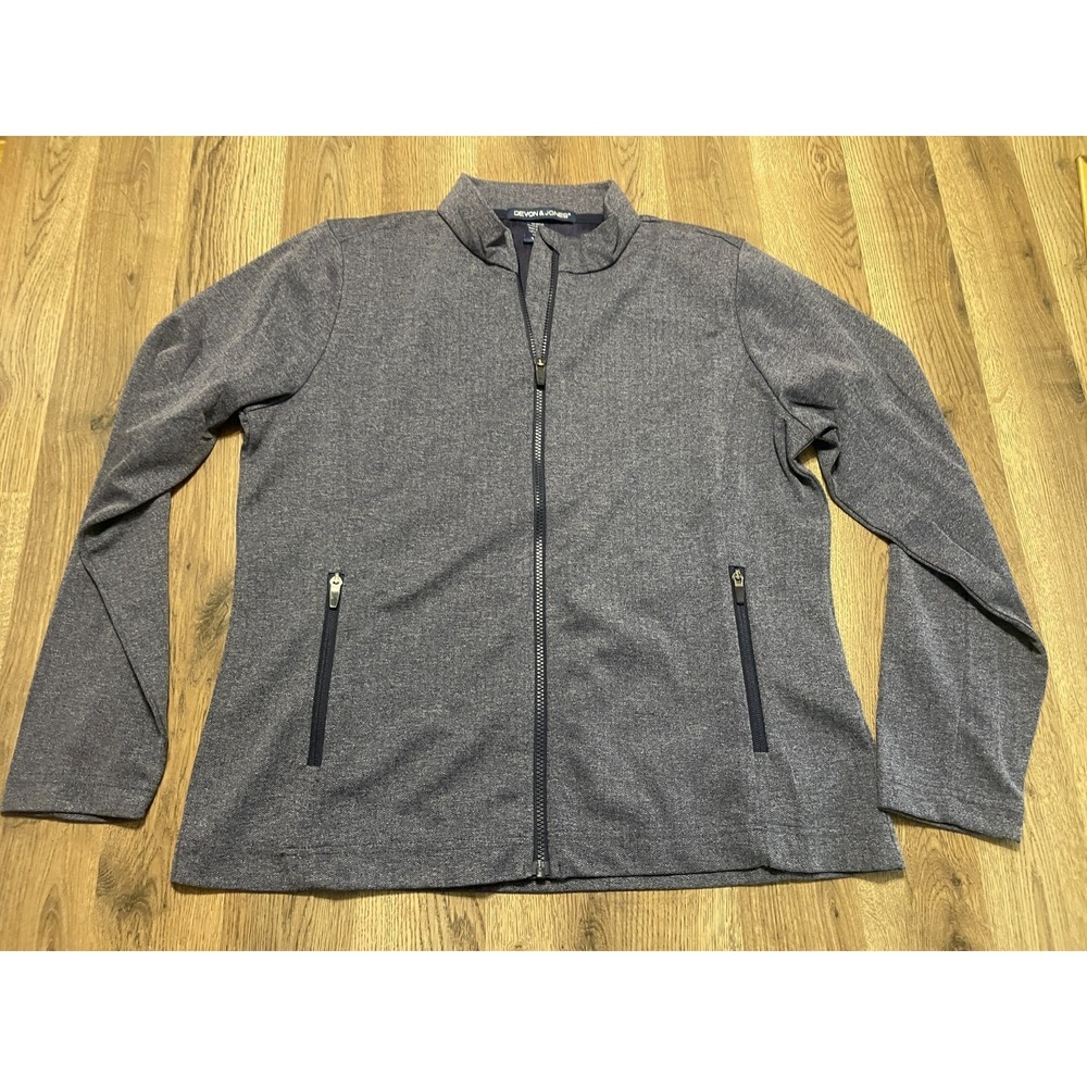 Devon & Jones Shirt, Men's Size XL, Blue, Long Sleeve, Full Zip, Zip Pockets